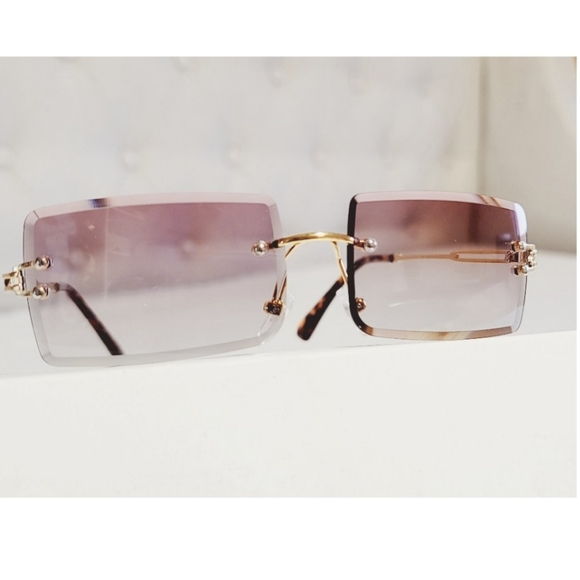 Rimless ombre pink sunglasses - Picture 9 of 11